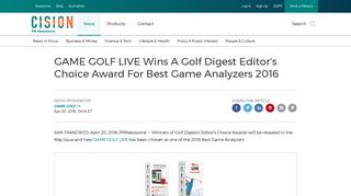 GAME GOLF LIVE Wins A Golf Digest Editor's Choice Award For Best ...