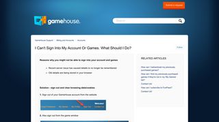 I can't sign into my account or games. What should I do? - GameHouse ...