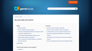 Billing and Accounts – GameHouse Support