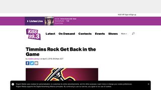 Timmins Rock Get Back in the Game - KiSS 99.3 Timmins