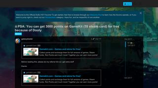 PSA: You can get 3000 points on GameKit (5$ steam card) for free ...