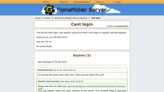 Cant login - GameMaker Server