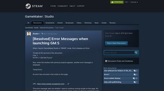 [Resolved] Error Messages when launching GM:S :: GameMaker ...