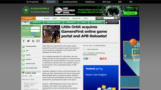Gamasutra - Little Orbit acquires GamersFirst online game portal and ...