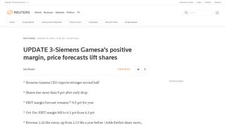 UPDATE 3-Siemens Gamesa's positive margin, price forecasts lift ...