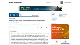 How Do Public Goods Providers Play Public Goods Games? - Butler ...