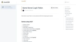 Game Server Login Token - LinuxGSM