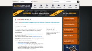 GameServers : Terms of Service - GameServers.com