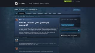 How to recover your gamespy account? :: Men of War: Assault Squad ...