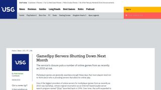 GameSpy Servers Shutting Down Next Month | USgamer