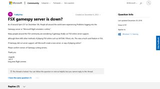 FSX gamespy server is down? - Microsoft Community