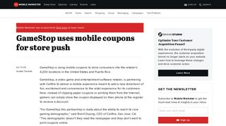 GameStop uses mobile coupons for store push | Mobile Marketer