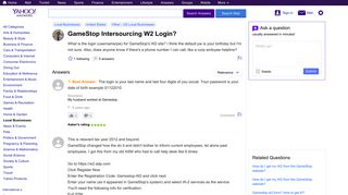GameStop Intersourcing W2 Login? | Yahoo Answers