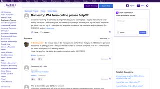 Gamestop W-2 form online please help!!? | Yahoo Answers