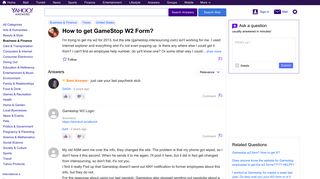 How to get GameStop W2 Form? | Yahoo Answers