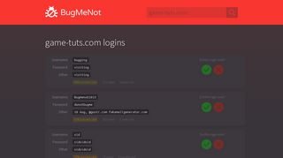 game-tuts.com passwords - BugMeNot