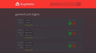 gamevil.com passwords - BugMeNot