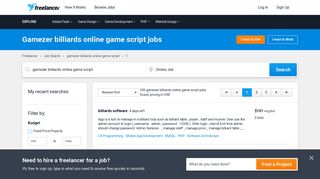 Gamezer billiards online game script Jobs, Employment | Freelancer