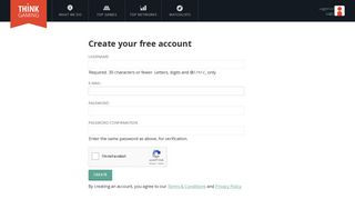 Create a free account - Think Gaming