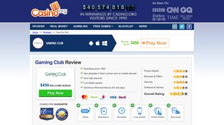 Gaming Club Casino Review 2019 - Get Your €$350 Bonus!