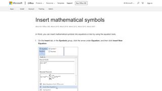 Insert mathematical symbols - Word - Office Support - Office 365