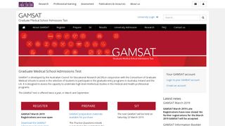 Home | Graduate Medical School Admissions Test | GAMSAT | ACER