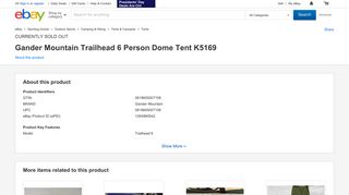 Gander Mountain Trailhead 6 Person Dome Tent K5169 | eBay