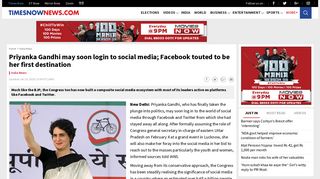 Priyanka Gandhi may soon login to social media; Facebook touted to ...