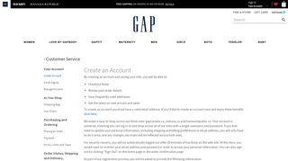 Create Account - Gap