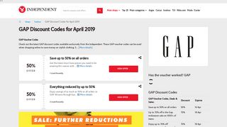 GAP Discount Code 20% | February 2019 | The Independent