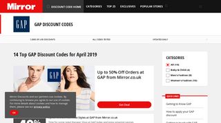20% Off| GAP Discount Codes - February 2019 | Mirror.co.uk