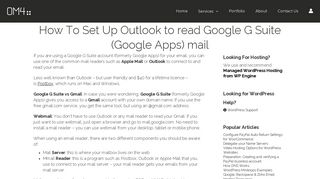 How To Set Up Outlook to read Google G Suite (Google Apps) mail ...