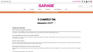 FAQ – E-Commerce - Garage Clothing