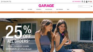 25% OFF ALL ORDERS - GARAGE CLOTHING