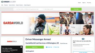 Driver Messenger Armed Jobs in Wilmington, DE - GardaWorld Cash ...
