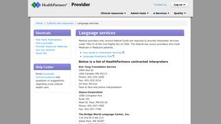 Language & Interpreter Services - HealthPartners