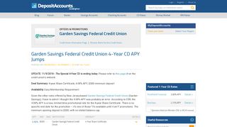Garden Savings Federal Credit Union 4-Year CD APY Jumps