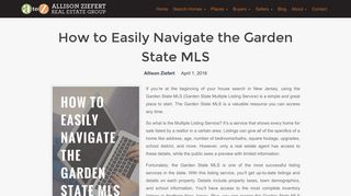 How to Easily Navigate the Garden State MLS - Allison Ziefert