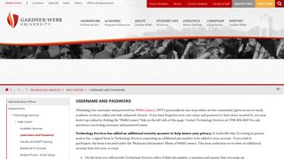 Username and Password - Gardner-Webb University