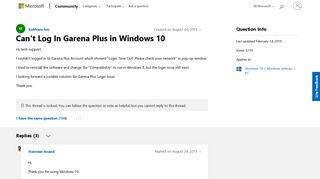 Can't Log In Garena Plus in Windows 10 - Microsoft Community