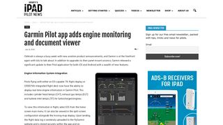 Garmin Pilot app adds engine monitoring and document viewer - iPad ...