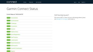 Garmin Connect: Status
