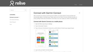 Connect with Garmin Connect - Relive Support