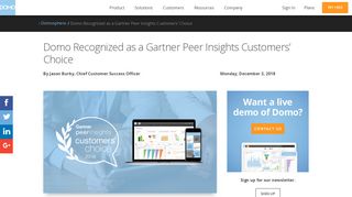 Domo Recognized as a Gartner Peer Insights Customers' Choice | Domo