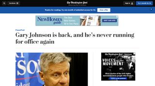 Gary Johnson is back, and he's never running for office again - The ...