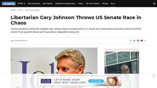Libertarian Gary Johnson Throws US Senate Race in Chaos | Political ...