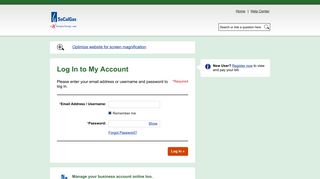 My Account | SoCalGas: Log In to My Account
