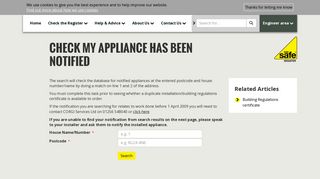 Check my appliance has been notified - Gas Safe Register