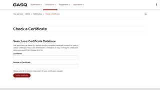 Check a Certificate - GASQ