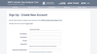 WEPs GAT Tool - Sign Up - Create New Account